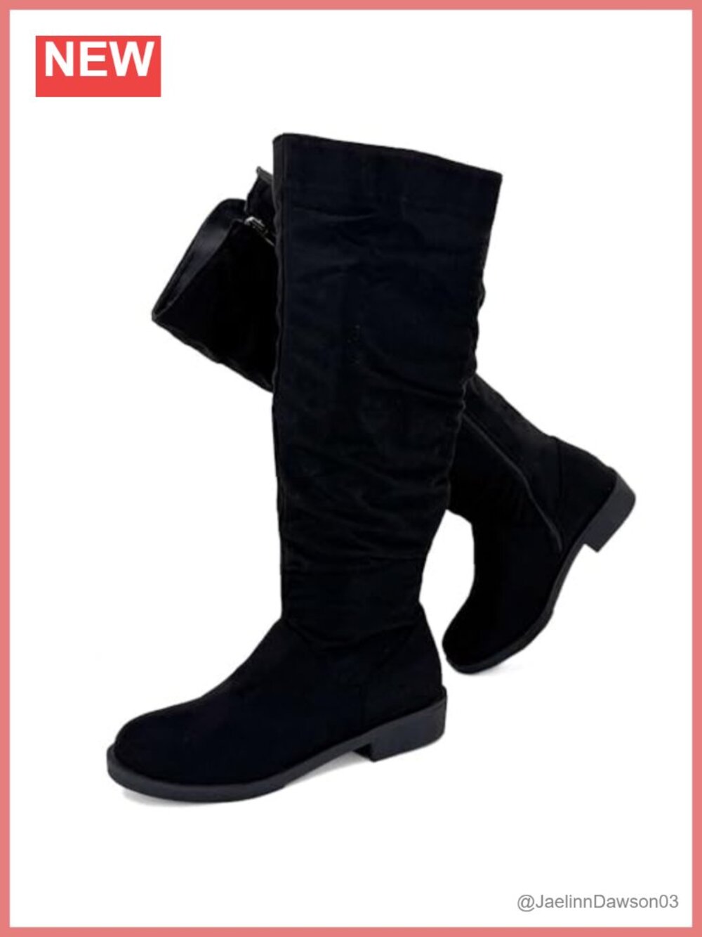 WIDE CALF SLouchy Low Heel Knee High Boots Faux Suede